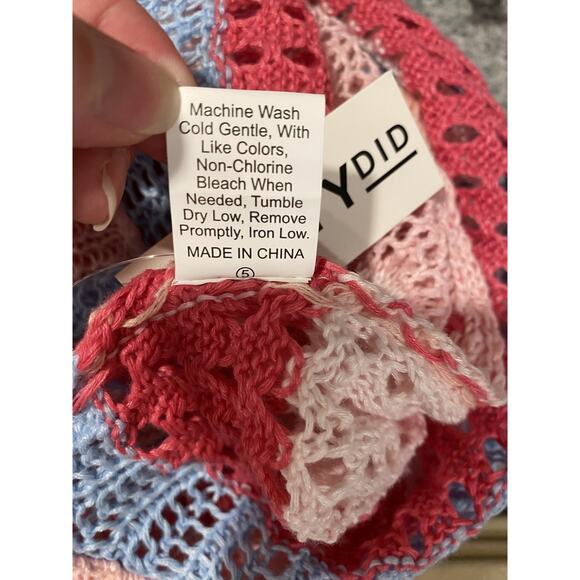 Womens Crochet Pants Sz Medium NEW Pink & Blue Knit Summer Beach Vacation Resort - Picture 4 of 11